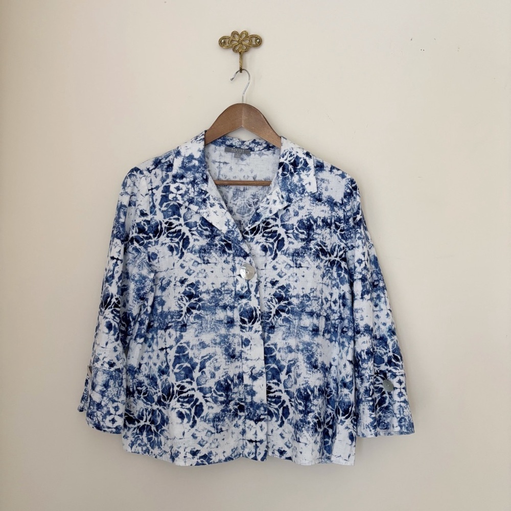 Habitat Batik Tie Dye Linen Button Front Shirt Small Coastal Grandma